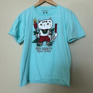 Riot Society Sugee Island Lucky Cat Mint Pastel Green T Shirt-Size Boys  XL